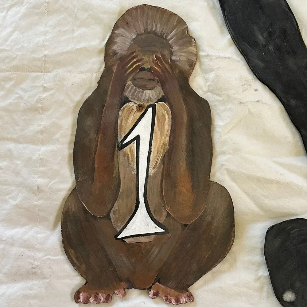 Trader Joe’s Memorabilia Monkey Themed Wall Decor Set Wooden